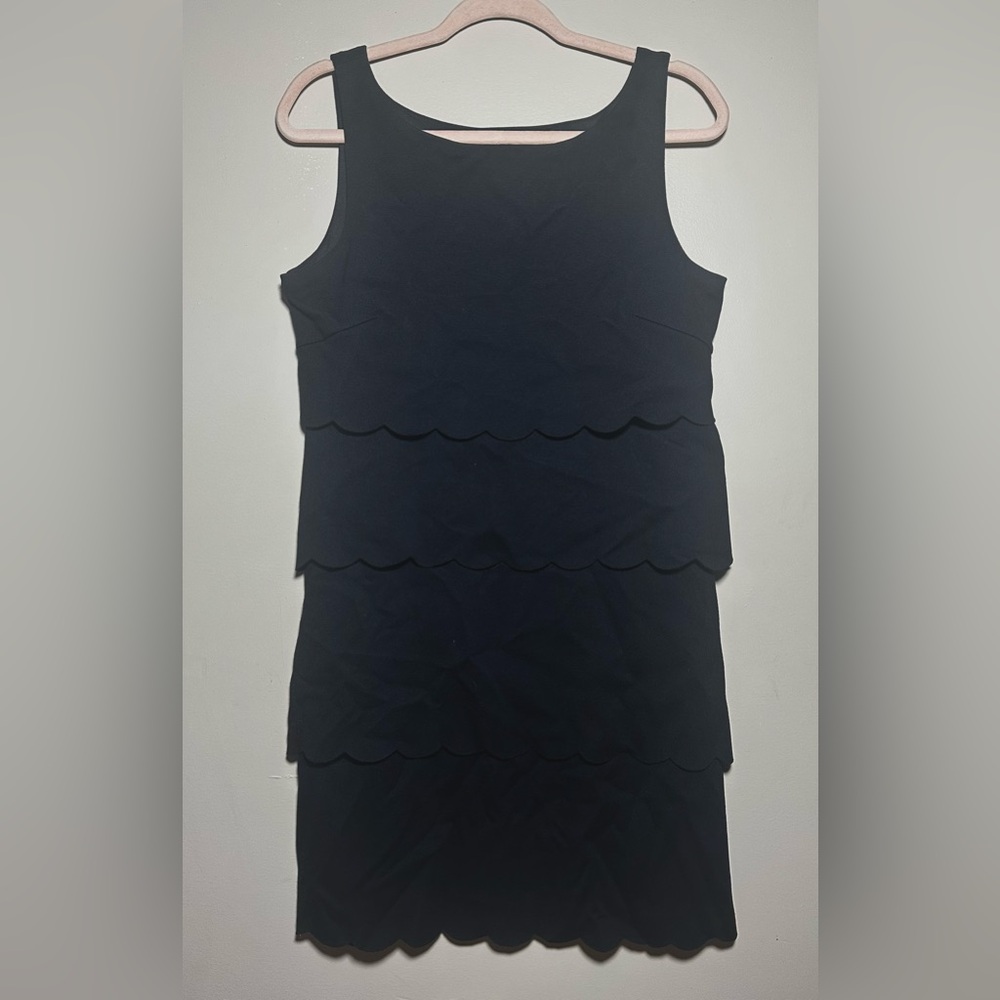 Philosophy Black Sheath Scalloped Dress | Medium